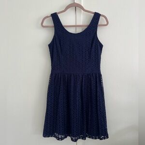 Navy Blue Lace Sleeveless Dress